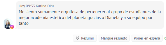 Testimonio de orgullo por pertenecer al grupo de estudiantes